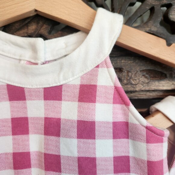 Pink Gingham Ponte Dress, Barbie inspired. Size 12-18 mos - Picture 2 of 6